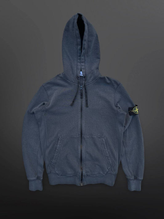 Stone Island Zip-Up Hoodie Hættetrøje Large i Grå Brugt Used