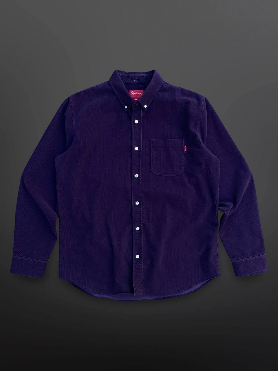 Supreme Skjorte Fløjlskjorte Lilla XL Brugt Used