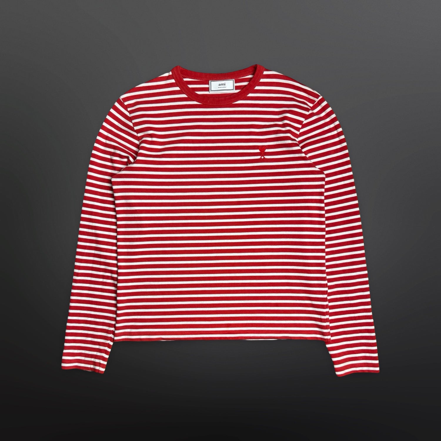 AMI Longsleeve T-shirt – Rød/Hvid Stribet – Str. M
