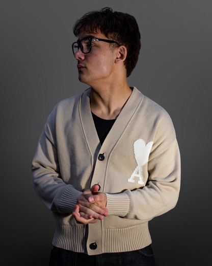 AMI Paris De Coeur Cardigan Beige, Str. L