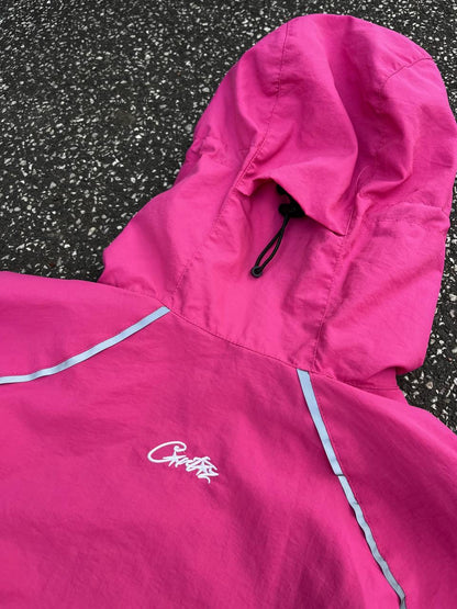 Corteiz Rose Pink Taille International M Medium Windbreaker Sommerjakke Rose Hvid White