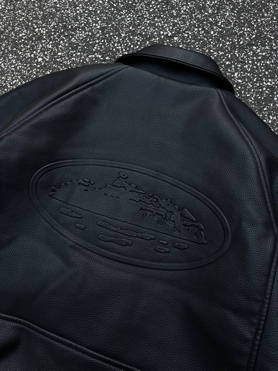 Corteiz Leather Jacket L Large Læderjakke i Sort
