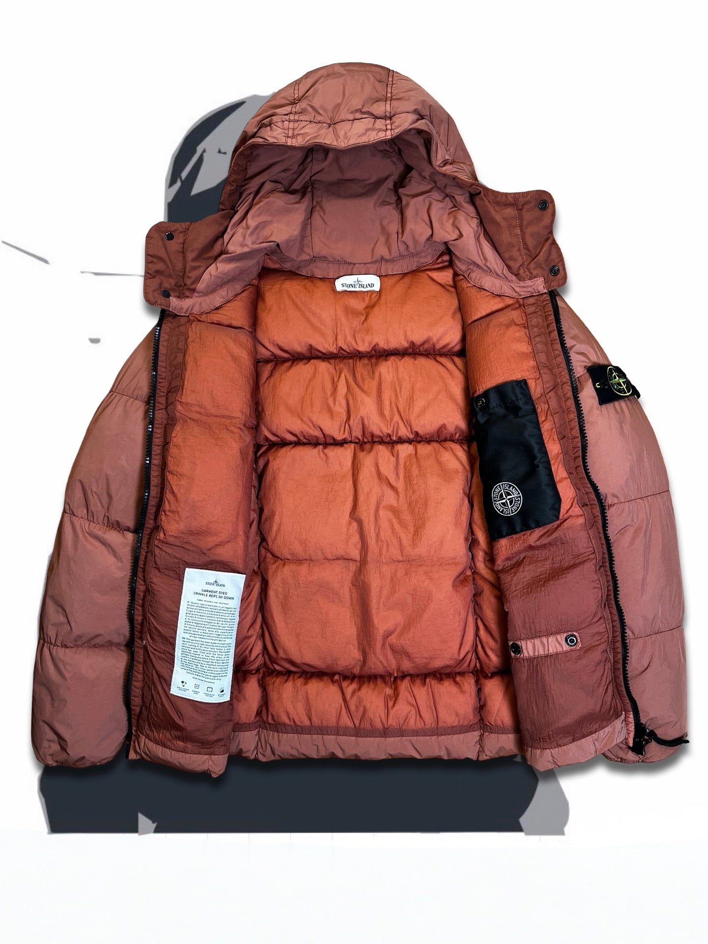 Brugt Used Stone Island Dunjakke L large i Terrakotta farve som ny
