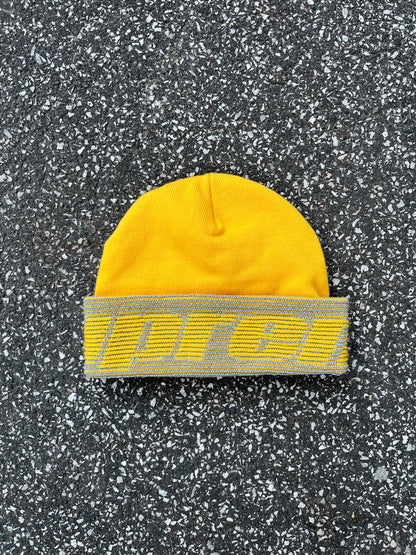 Supreme Reflective Logo Beanie – Yellow Silver