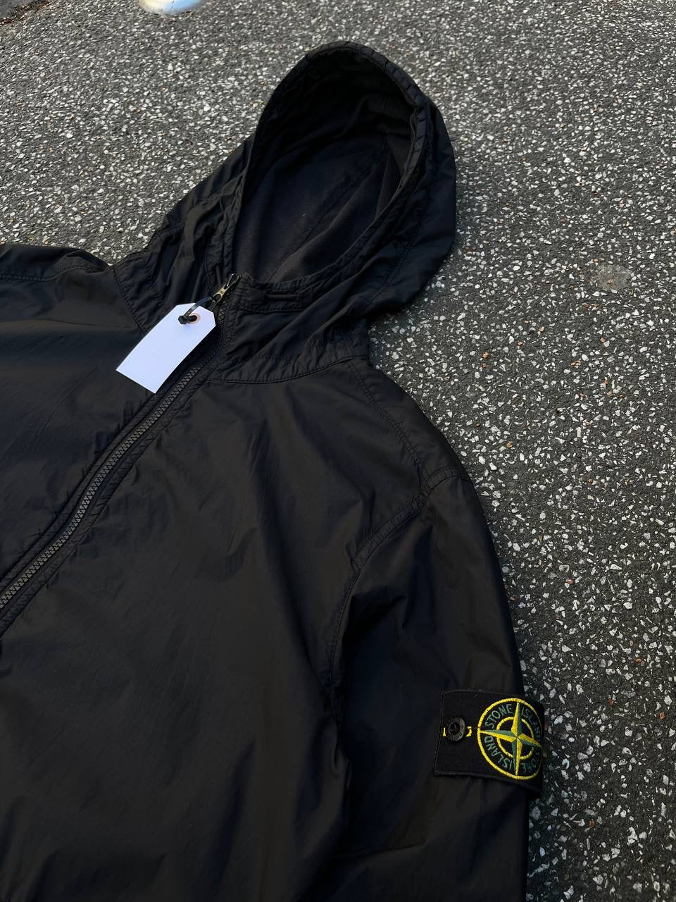 Stone Island Garmen Dyed Crinkle Reps Ny Jakke Sommerjakke i Sort S Small Brugt Used