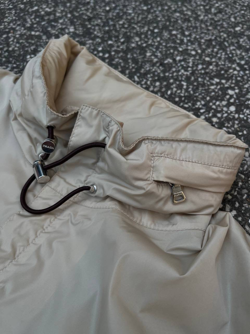 Prada 2-in-1 Jakke og Taske i Beige Creme L Large Str.50 Vintage