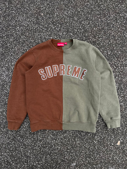 Supreme Split Crewneck – Brun / Oliven – Str. Medium