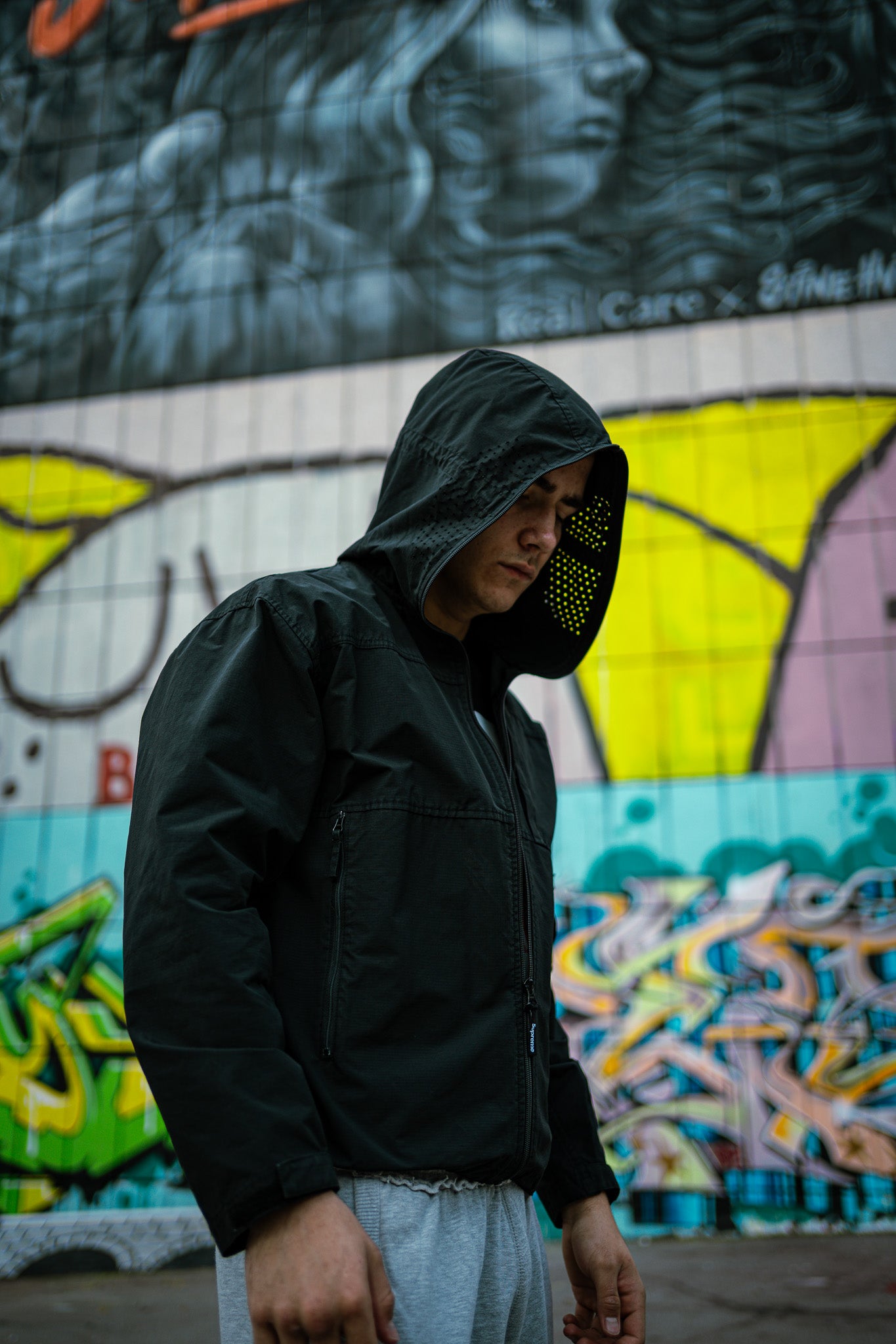 Supreme Full Face Jakke Windbreaker M Medium Sort Black