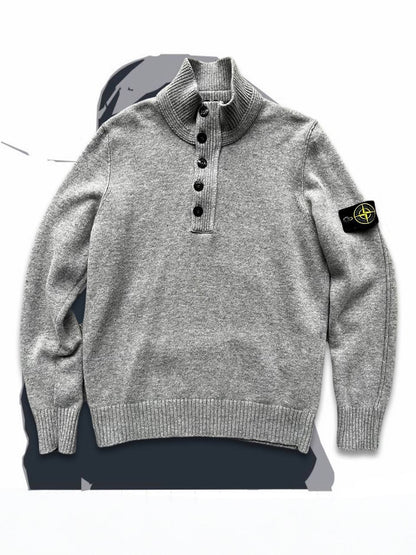 Brugt Used Stone Island Sweater Trøje i Uld i grå 80% Uld XL 6715508A3