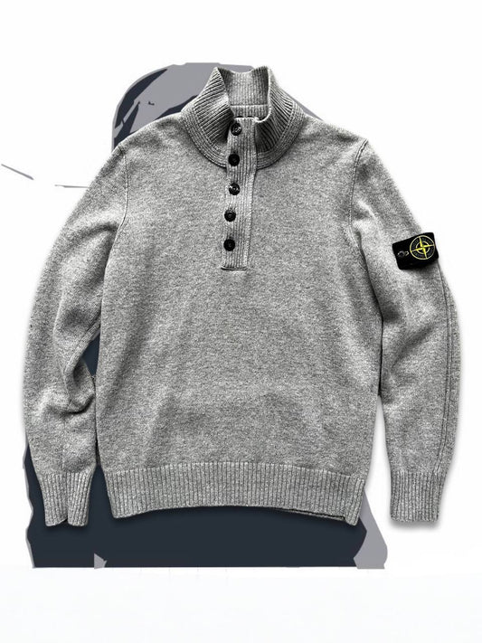 Brugt Used Stone Island Sweater Trøje i Uld i grå 80% Uld XL 6715508A3