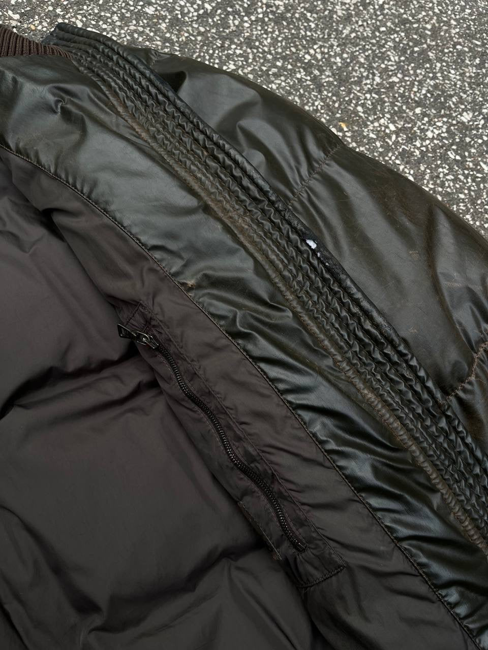 Prada Puffer Dunjakke Black Label Vintage Jacket Brun Str.50 M-L