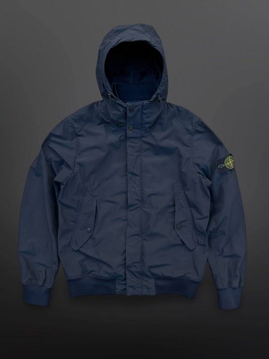 Stone Island Vindjakke i Mørkeblå Large Micro Reps Brugt used