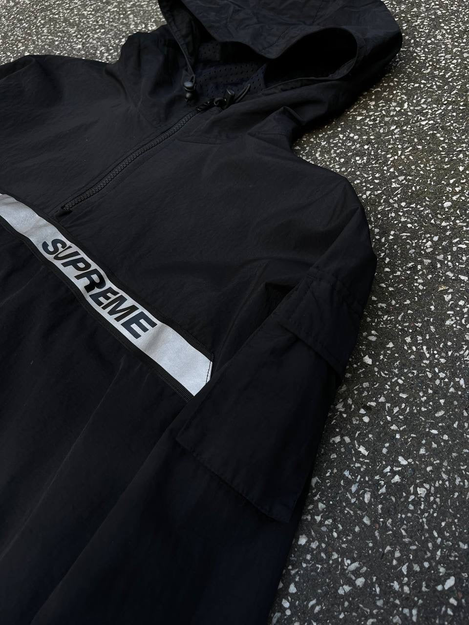 Supreme Reflective Taping Hooded Pullover M Medium Sort Black