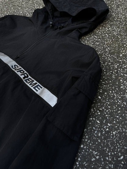 Supreme Reflective Taping Hooded Pullover M Medium Sort Black