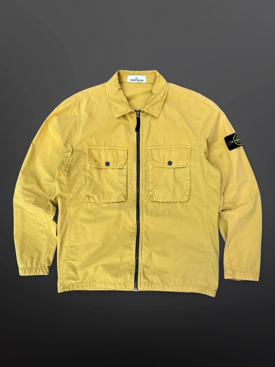 Stone Island Overshirt Sennepgul Skjorte Sommer Jakke Overgangsjakke XL Brugt Used