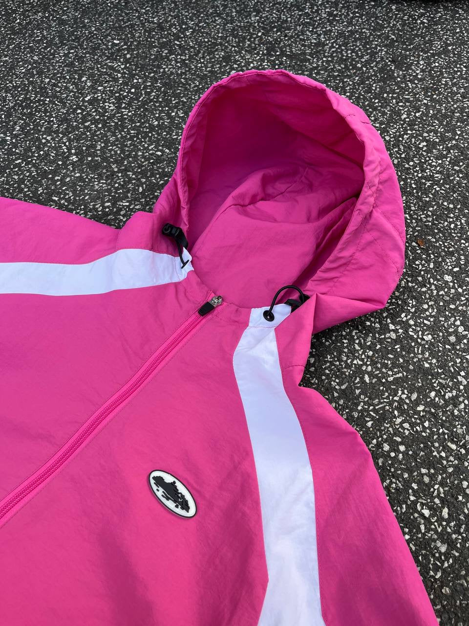 Corteiz Rose Pink Taille International M Medium Windbreaker Sommerjakke Rose Hvid White