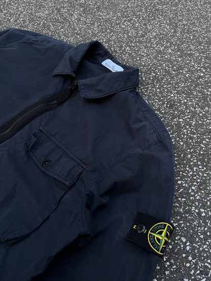 Stone Island Overshirt Navy Marineblå Sommerjakke L Large Brugt Used