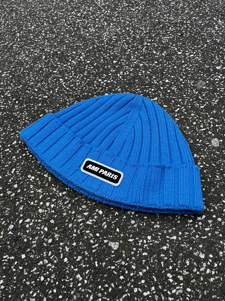Brugt Ami Paris Hue Hat Beani Alexandre Mattiussi One Size i blå farve