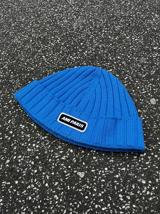 Brugt Ami Paris Hue Hat Beani Alexandre Mattiussi One Size i blå farve