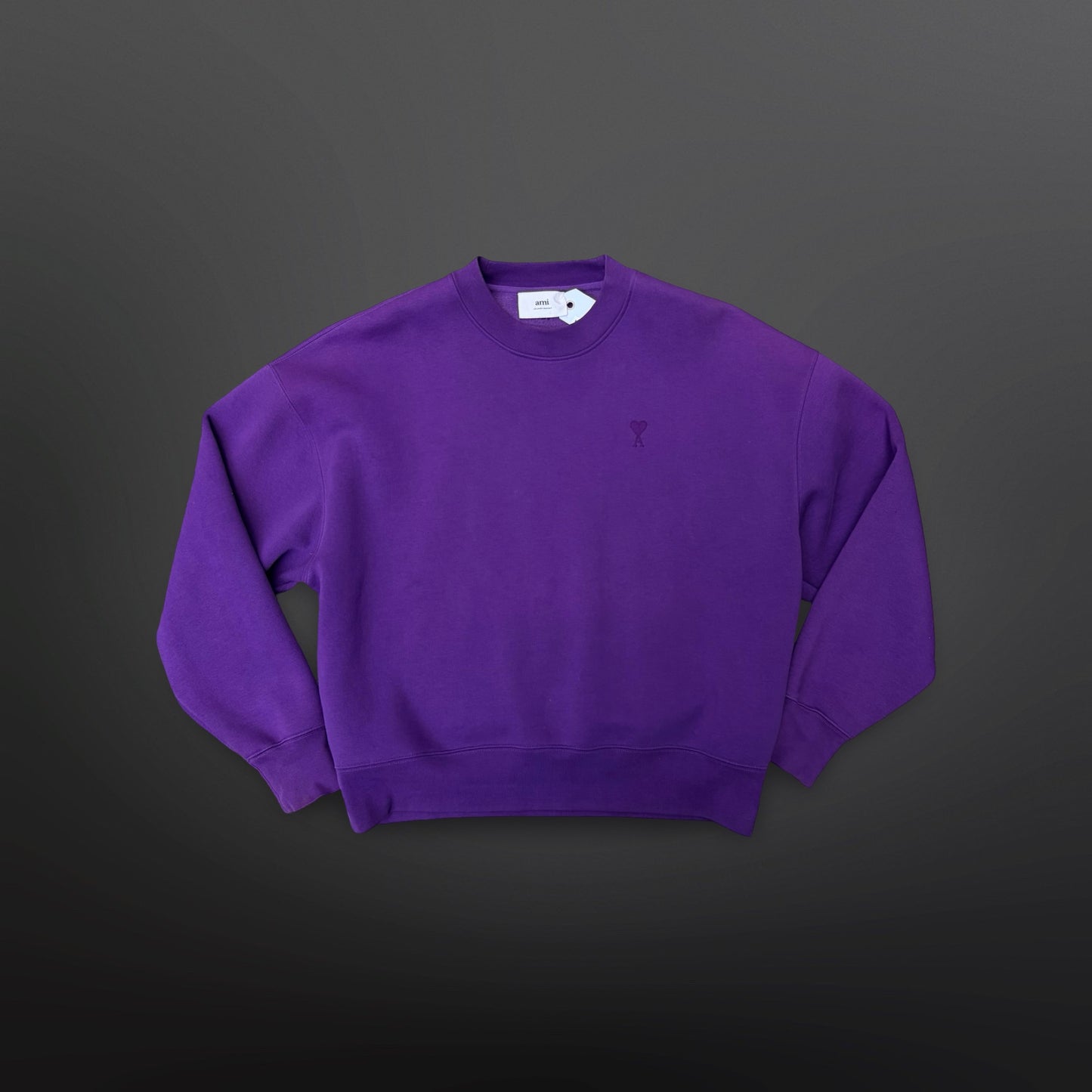 AMI Paris Tonal Ami de Cœur Sweatshirt – Purple – Large