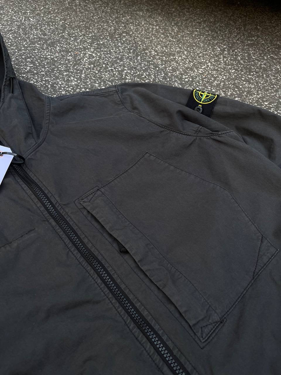 Stone Island Jakke Supima Cotton Twill Stretch TC L Large Grå Grey Jacket Brugt Used