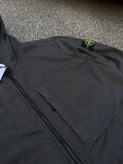 Stone Island Jakke Supima Cotton Twill Stretch TC L Large Grå Grey Jacket Brugt Used