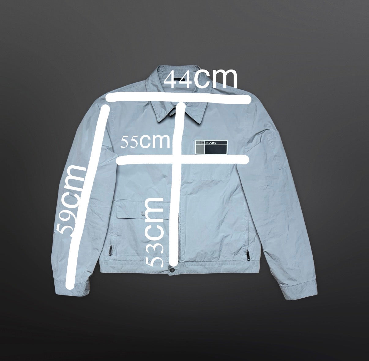 Prada Nylon Jacket – Light Grey (Made in Italy) L Large