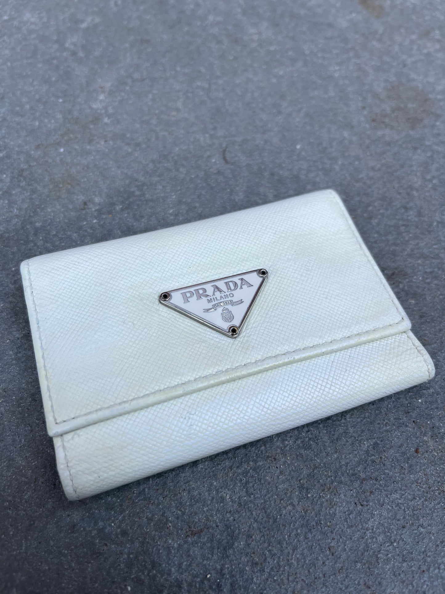Prada Saffiano Key Holder / Nøglepung Hvid, Made in Italy