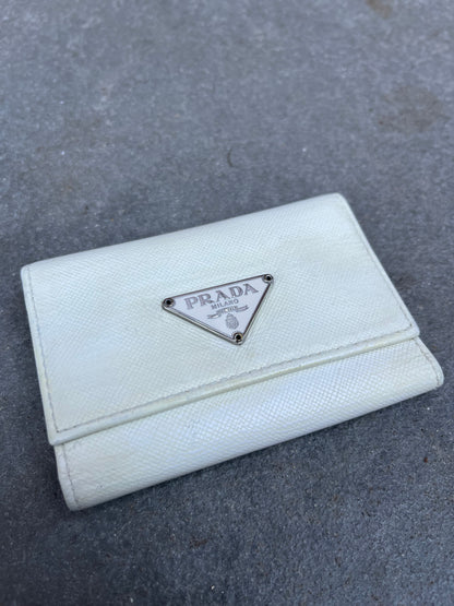 Prada Saffiano Key Holder / Nøglepung Hvid, Made in Italy
