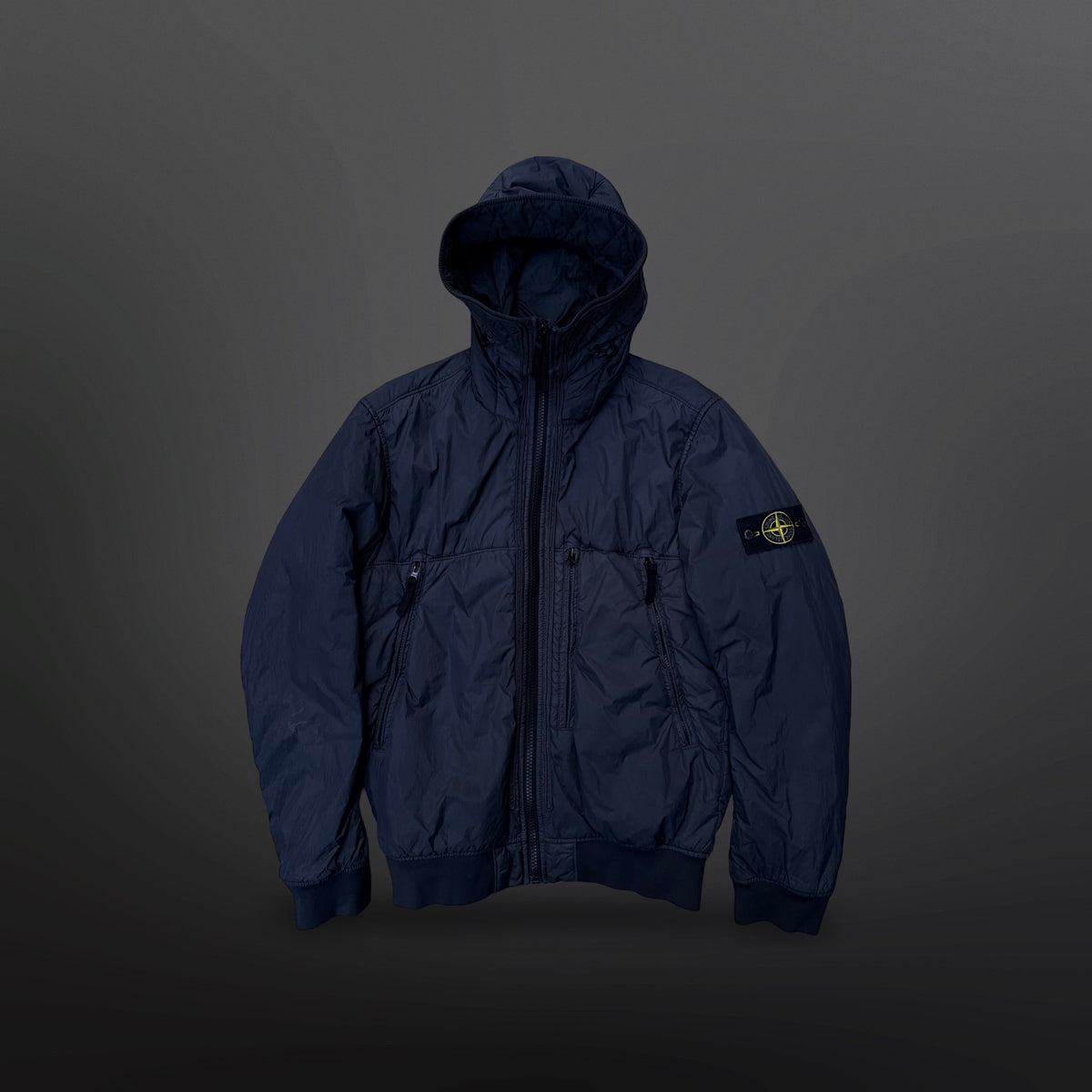 Stone Island Crinkle Reps Hooded Jacket Charcoal Grey – Large
