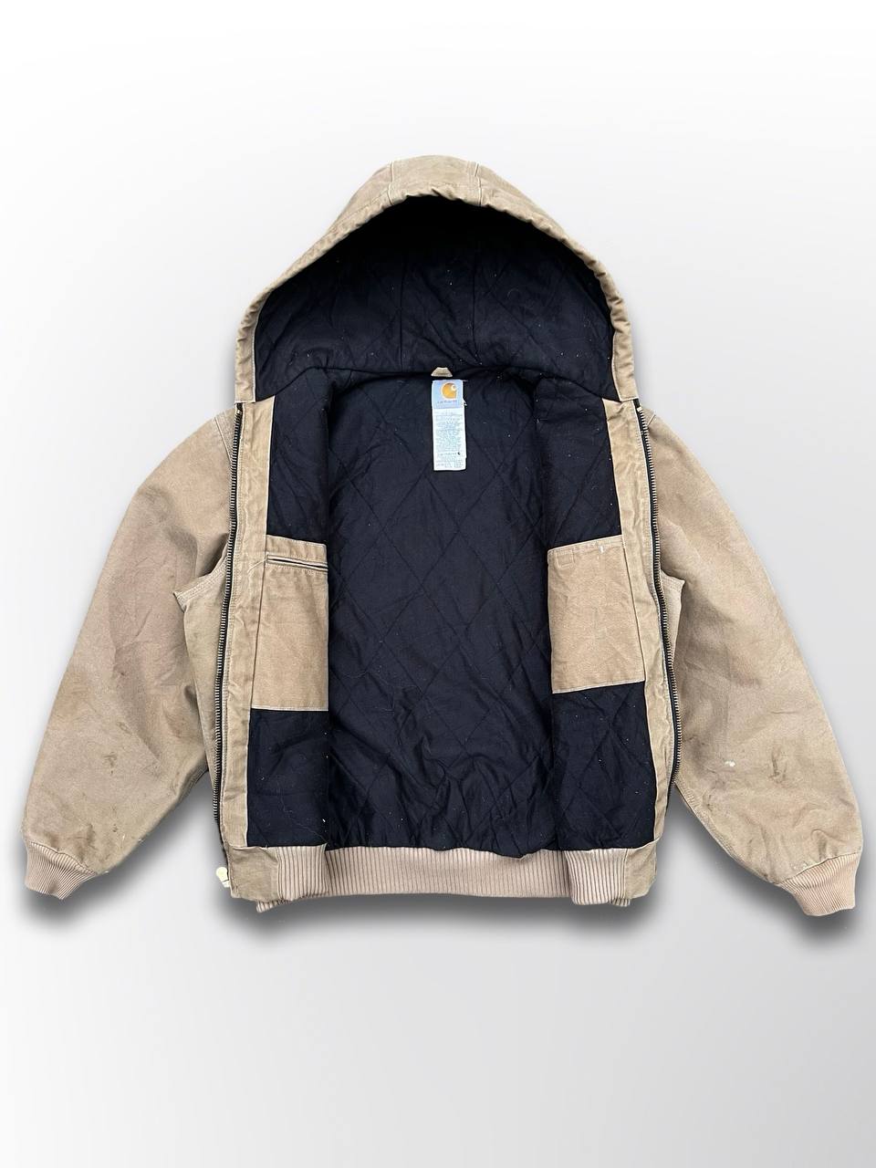 Brugt Vintage Carhartt Active Jacket USA 90s Med Fleece Insulation Vinterjakke i Beige farve L Large herre Unisex