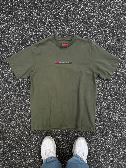 Supreme Etiqueta De La Propiedad T-Shirt Tee S Small Grøn Khaki Green Brugt Used