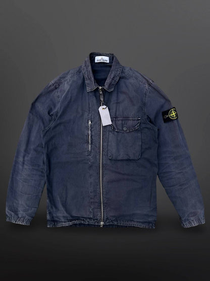 Stone Island Overshirt Vintage Look i Mørkeblå S Small Brugt Used