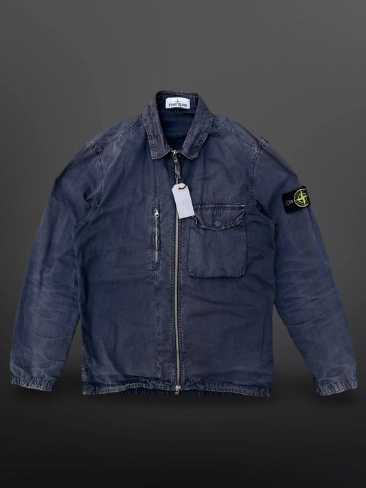 Stone Island Overshirt Vintage Look i Mørkeblå S Small Brugt Used