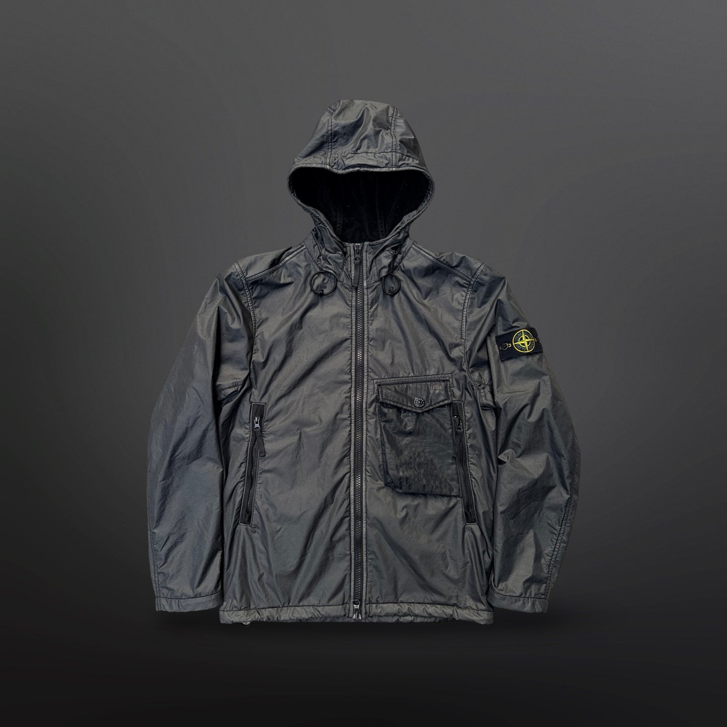 Stone Island Lamy Flock Hooded Jacket – Black – Size S