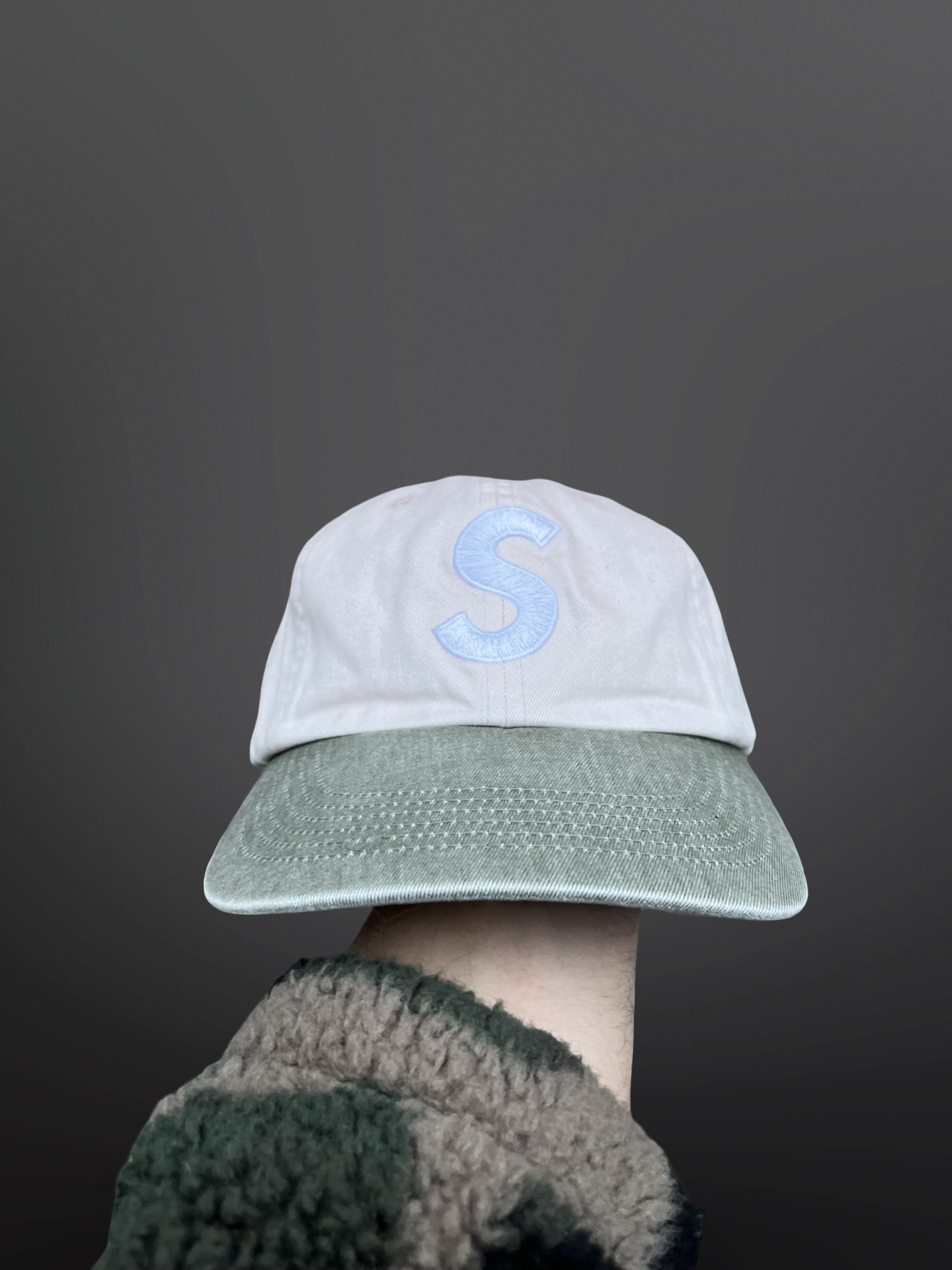 Supreme S Logo 6-Panel Cap – Light Pink/Green