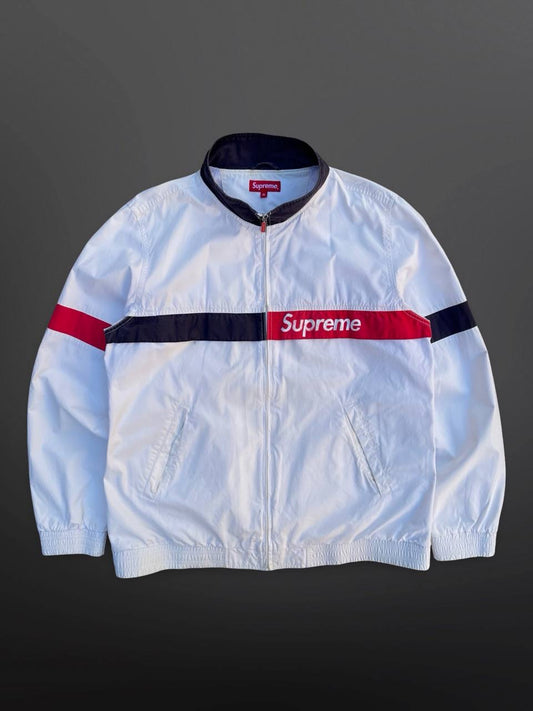 Supreme Jakke Hvid XL Canvas 3 Logoer Brugt Used