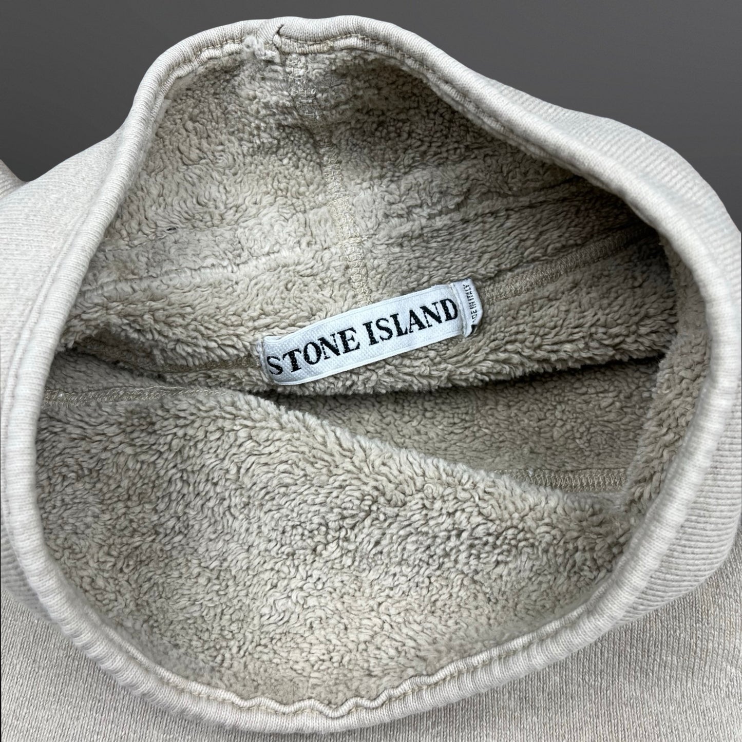 Stone Island Vintage Sweatshirt – Fleece Lined – 1999 – Grå – Str. Large fitter Medium