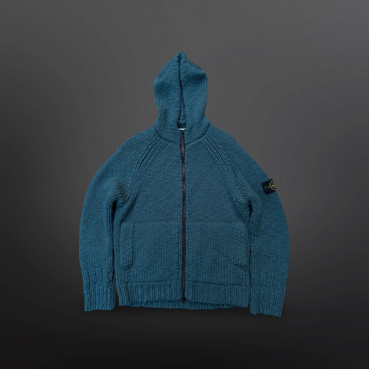 Stone Island 544D4 Hooded Wool Knit Cardigan – Dark Teal Green – Large