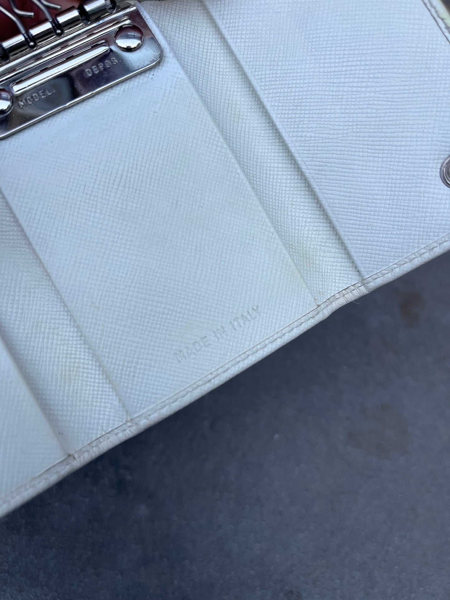 Prada Saffiano Key Holder / Nøglepung Hvid, Made in Italy