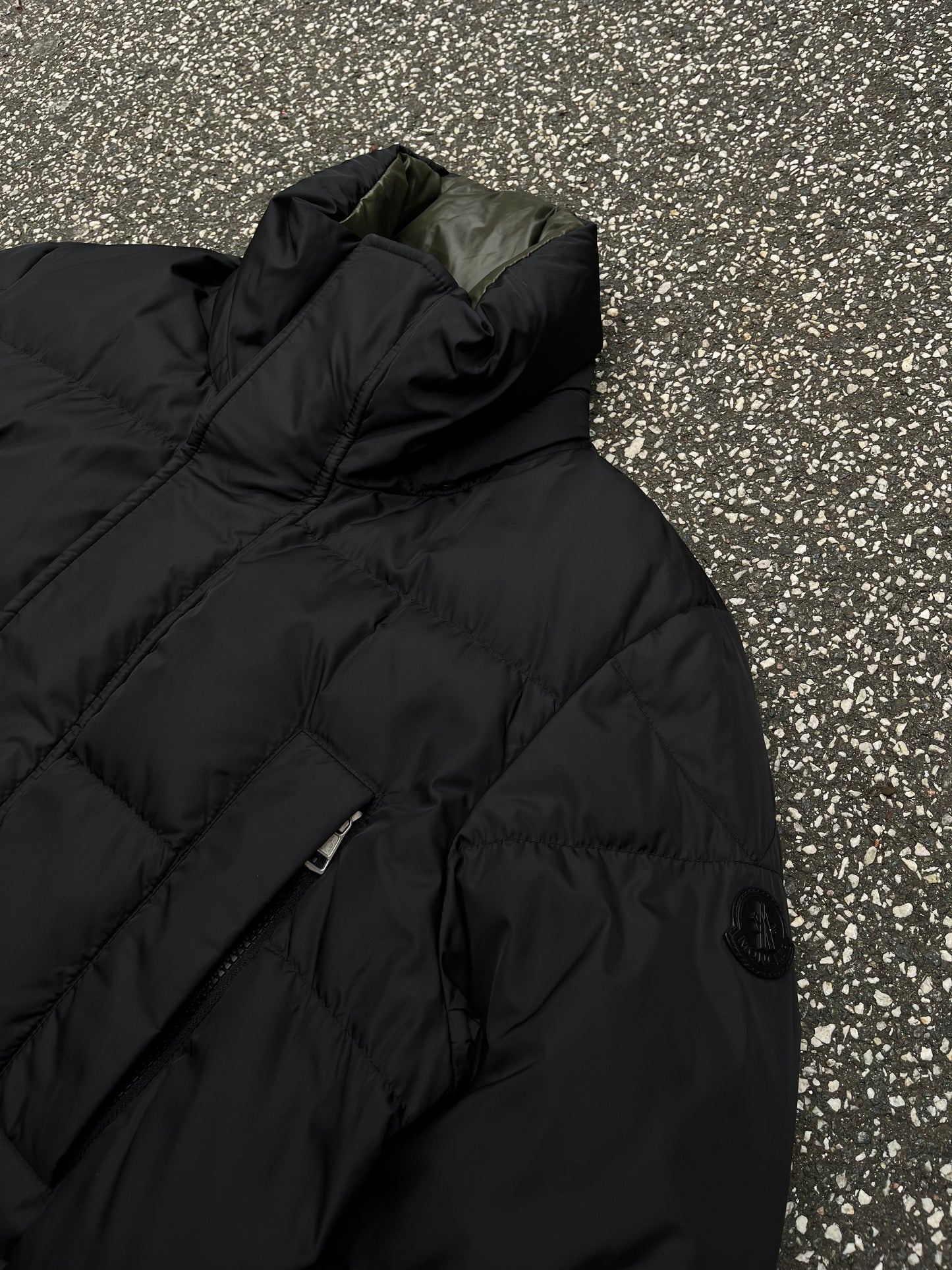 Moncler Guerin Vinterjakke Reversible Vendbar Puffer Sort Grøn M Medium