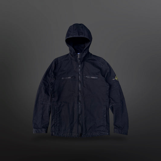 Stone Island Hooded Jacket M Medium Sort Black