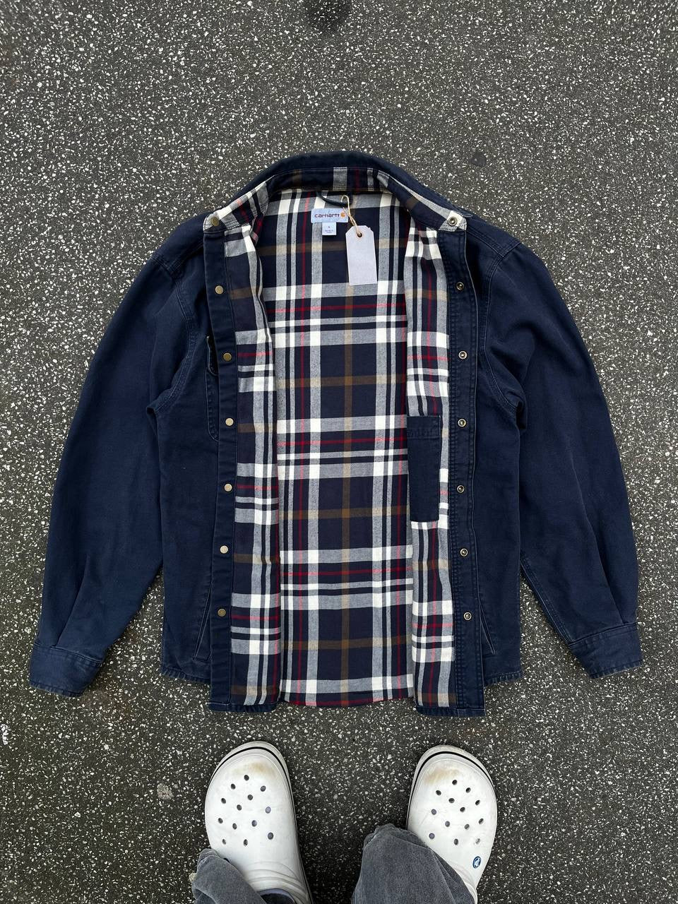 Carhartt Vintage Denim Skjorte Jakke Small Navy