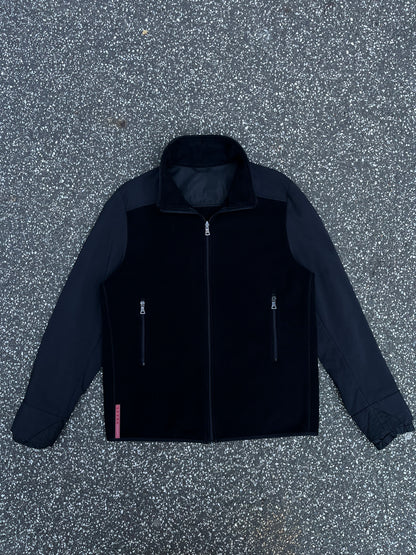 Prada Fleece Nylon Jakke 50 L Large Sort Made In Italy