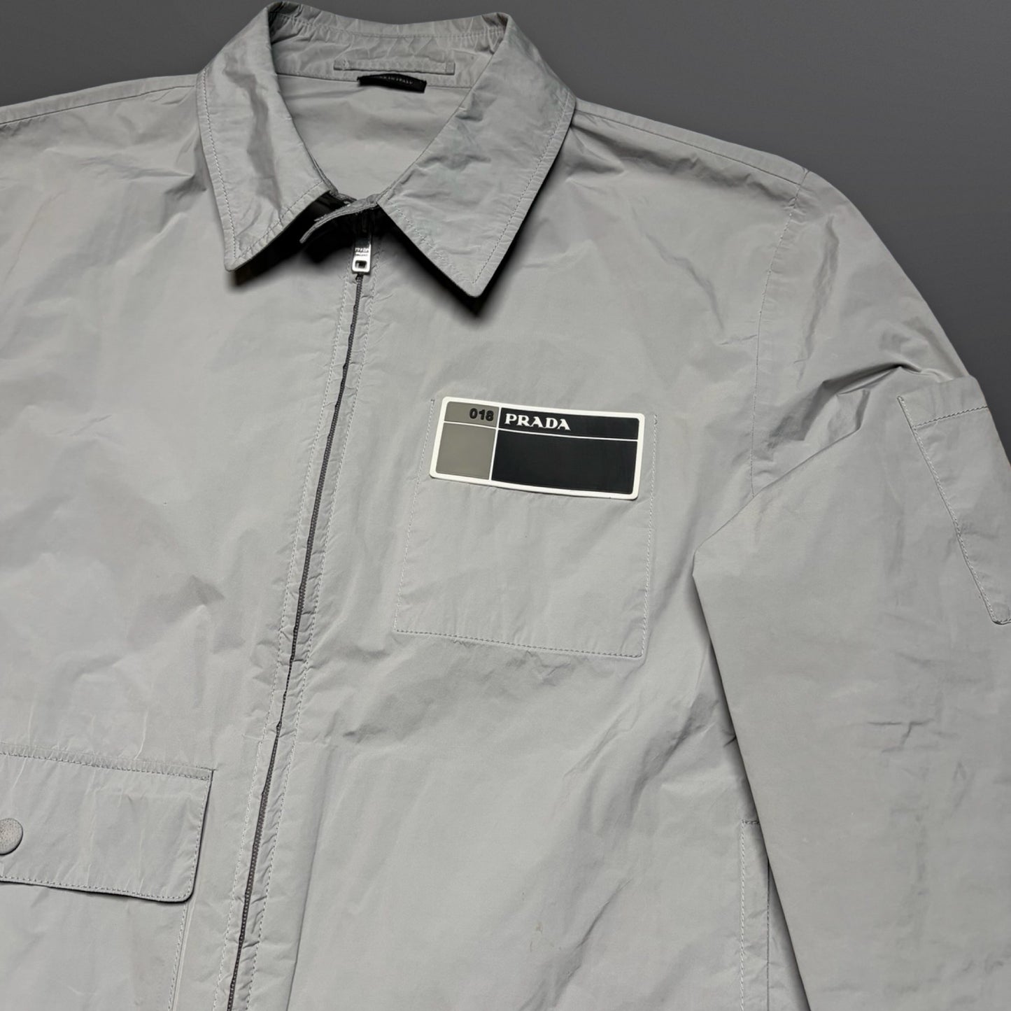 Prada Nylon Jacket – Light Grey (Made in Italy) L Large