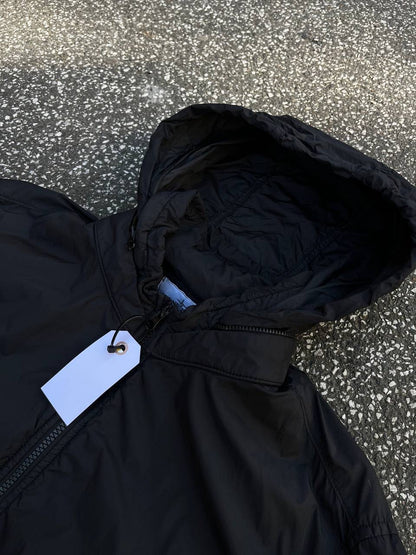 Stone Island Jakke Sommerjakke Garment Dyed Crinkle Reps Ny i Sort L Large