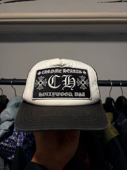 Chrome Hearts CH Hollywood Trucker Cap – Black / White