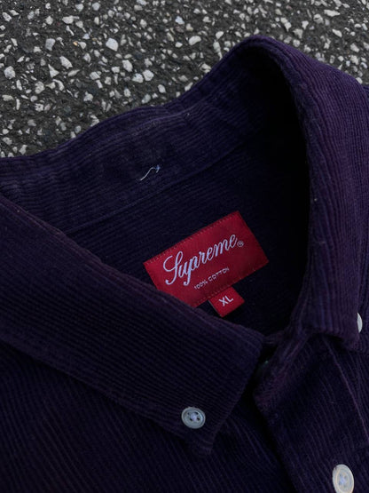 Supreme Skjorte Fløjlskjorte Lilla XL Brugt Used