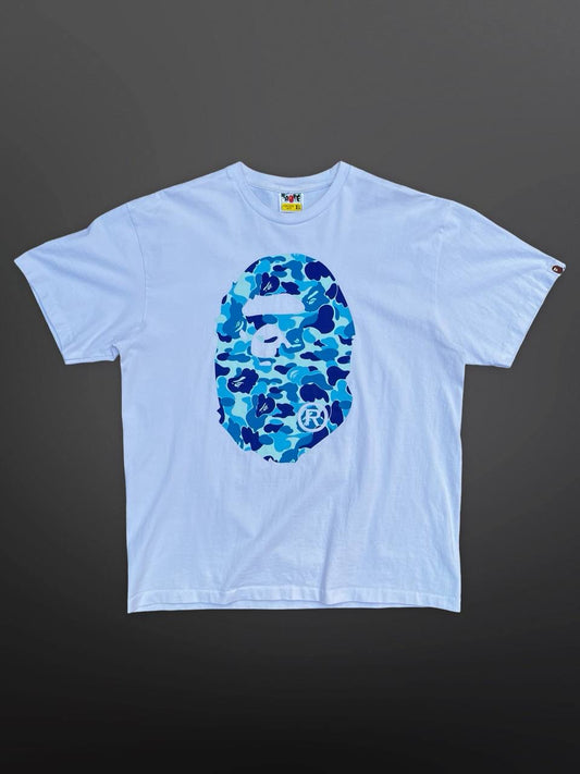 Bape A-Bathing Ape Tee T-Shirt XL Hvid Double Logo Brugt Used