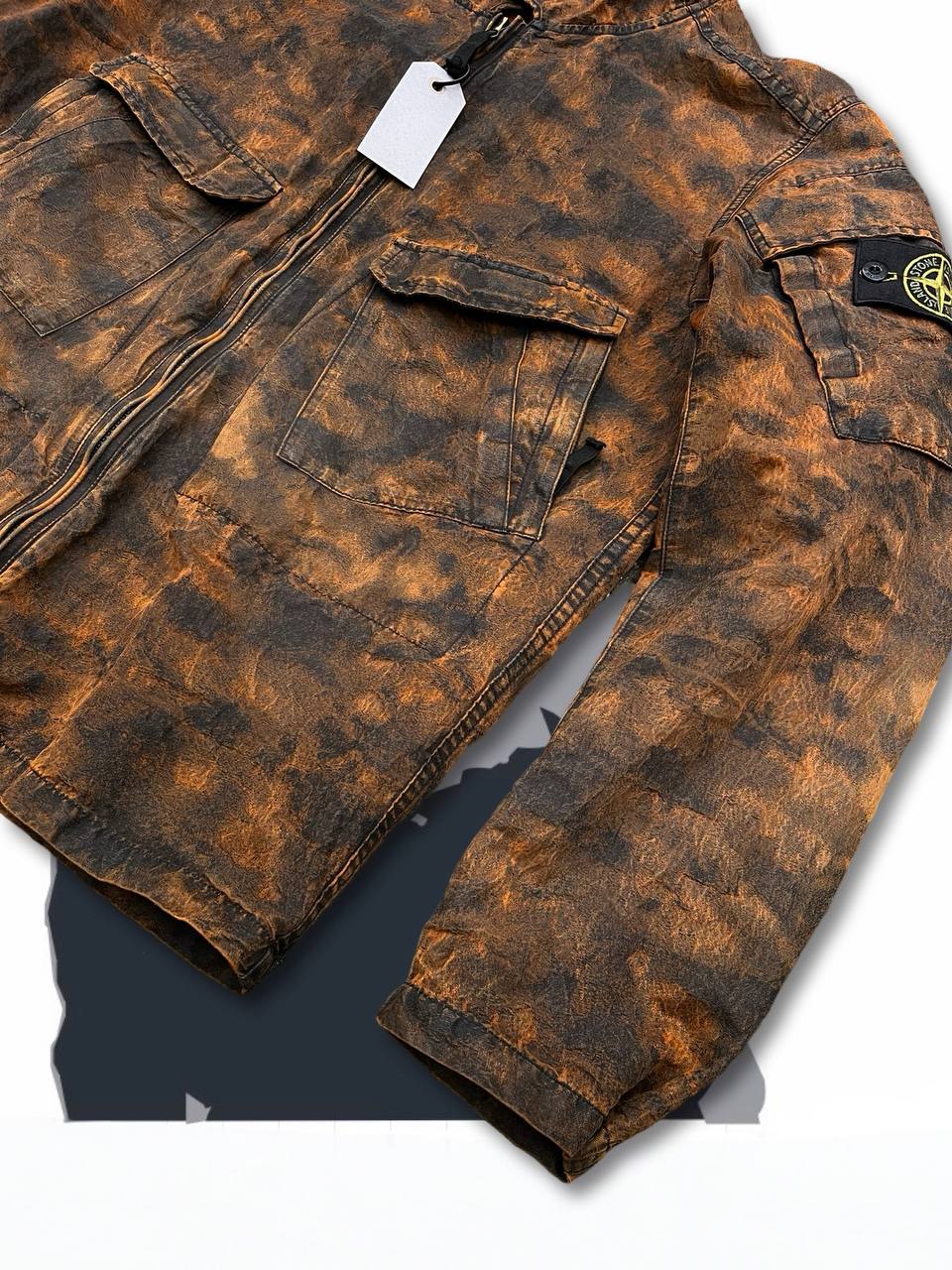 Brugt Used Rare Vintage Stone Island jakke DPM JACQUARD PLATED i størrelse L large i multifarve med balaclava